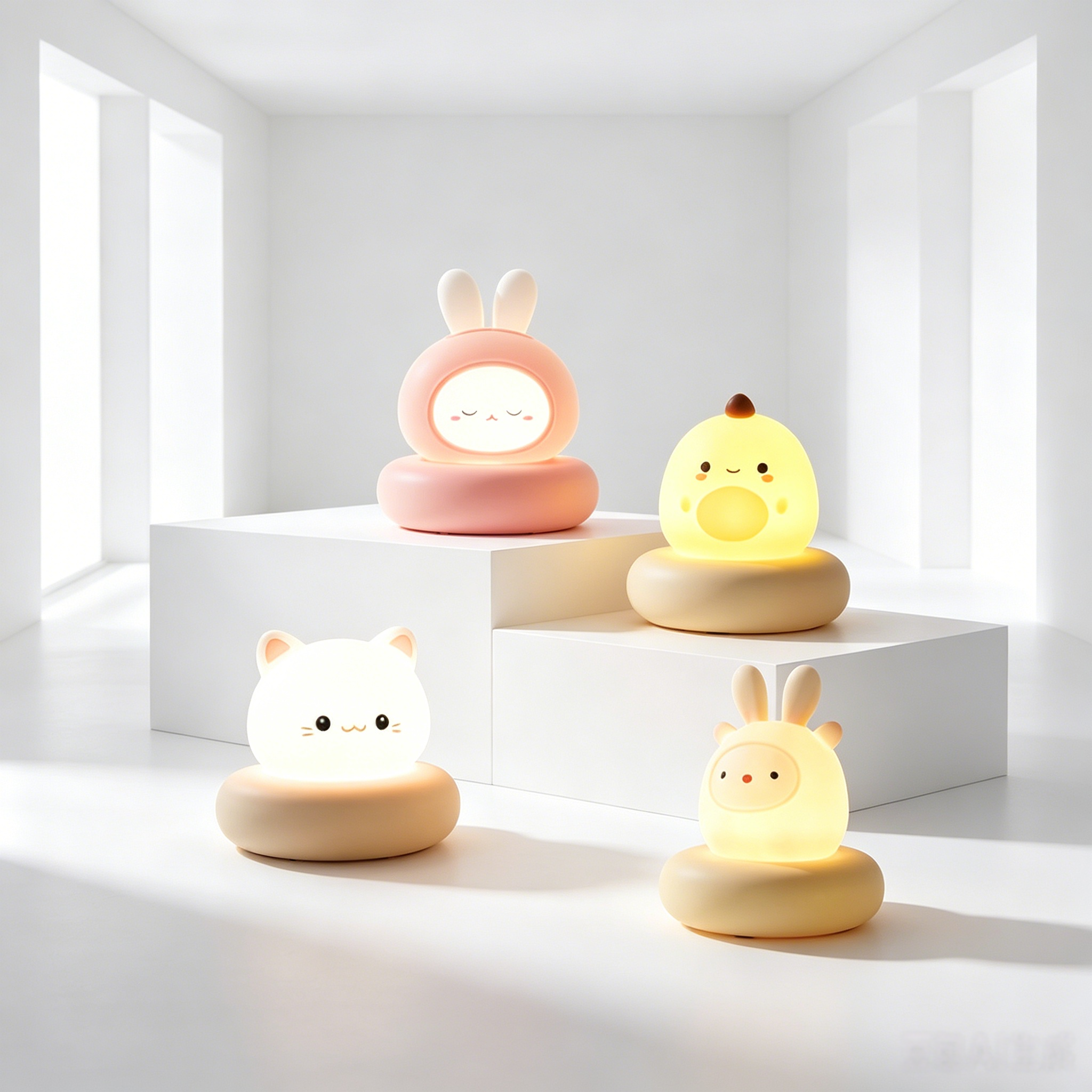 Cute Bear Silicone Night Light USB Rechargeable Voice & Touch Bedside Lamp 3 Brightness Modes