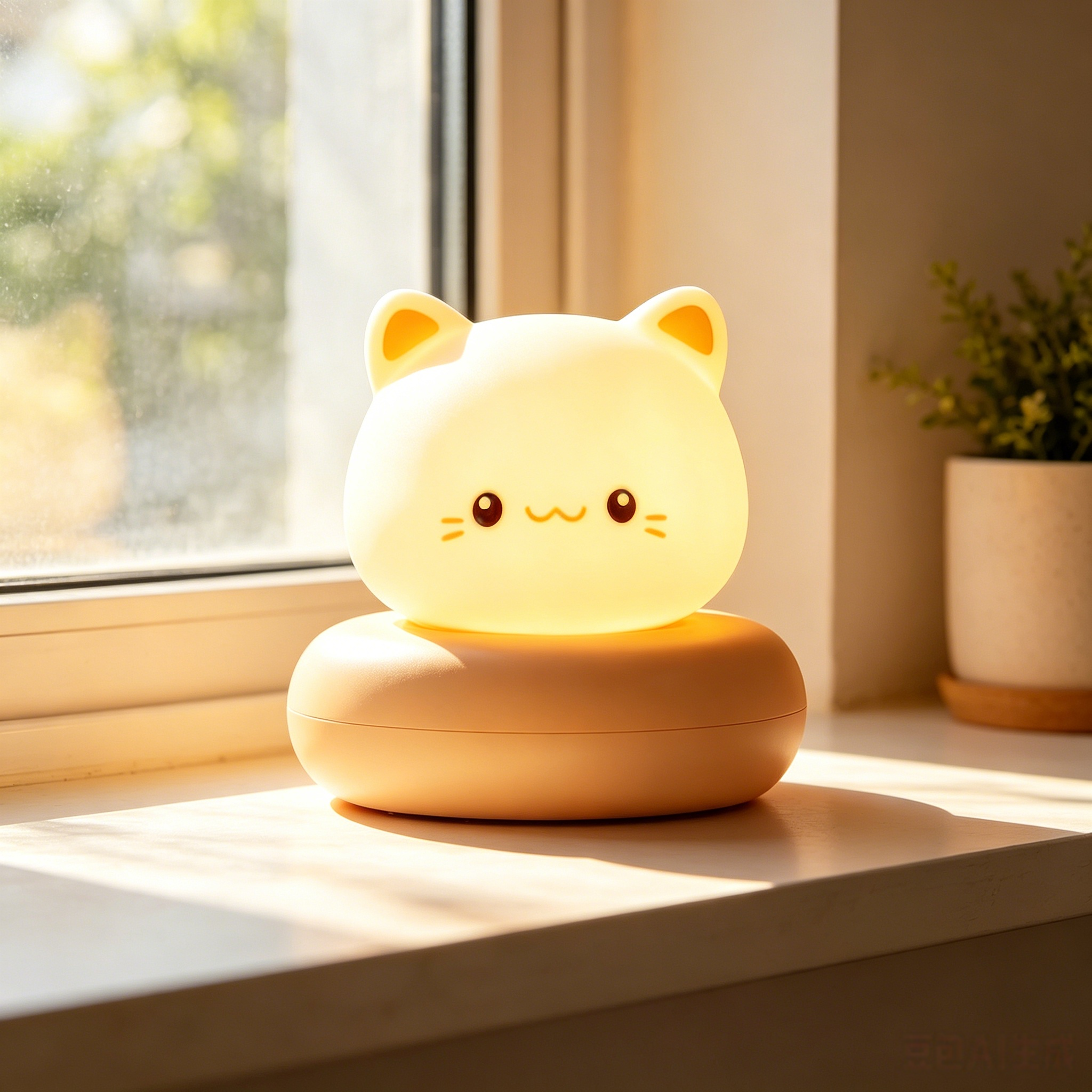 Cute Rabbit Silicone Night Light USB Rechargeable Voice & Touch Control Night Bedside Lamp