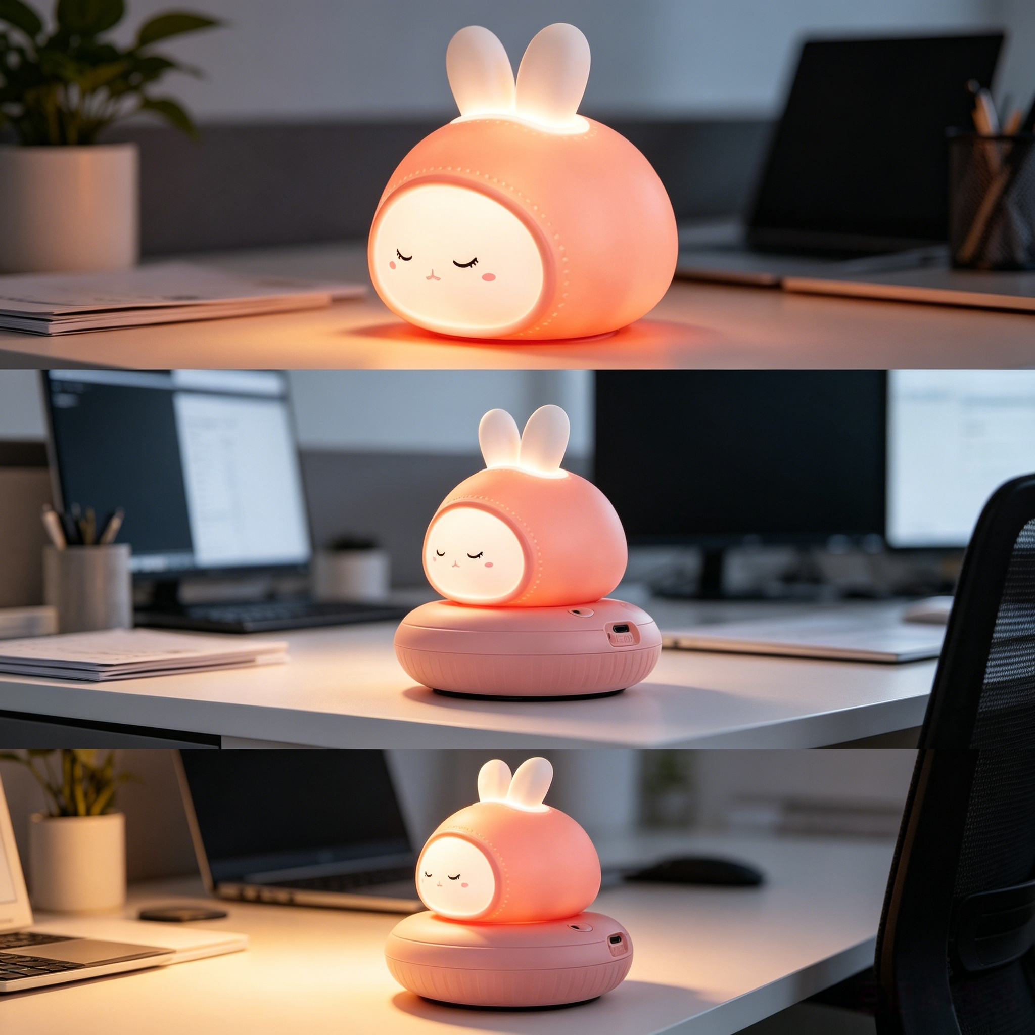 Cute Chick Silicone Night Light USB Rechargeable Touch Control Bedside Sleep Lamp 3-Level Dimming