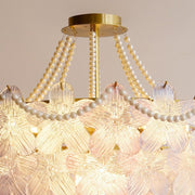 Elegant Cream Flower Pearl Crystal Chandelier