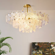 Elegant Cream Flower Pearl Crystal Chandelier
