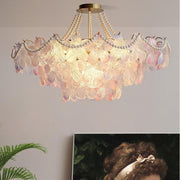 Elegant Cream Flower Pearl Crystal Chandelier