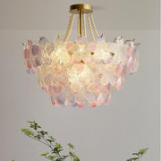 Elegant Cream Flower Pearl Crystal Chandelier