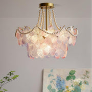 Elegant Cream Flower Pearl Crystal Chandelier