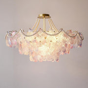Elegant Cream Flower Pearl Crystal Chandelier