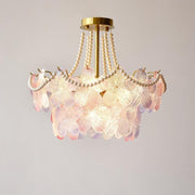 Elegant Cream Flower Pearl Crystal Chandelier