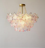 Elegant Cream Flower Pearl Crystal Chandelier