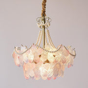 Elegant Cream Flower Pearl Crystal Chandelier