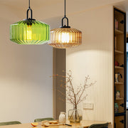Nordic Modern Vintage Striped Glass Pendant Light
