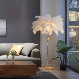 Chic Feather Decorated Floor Lamp