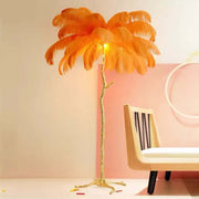 Chic Feather Decorated Floor Lamp