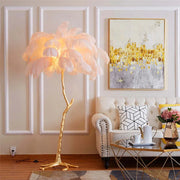 Chic Feather Decorated Floor Lamp