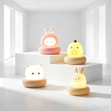 Cute Chick Silicone Night Light USB Rechargeable Touch Control Bedside Sleep Lamp 3-Level Dimming