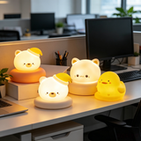 Cute Chick Silicone Night Light USB Rechargeable Touch Control Bedside Sleep Lamp 3-Level Dimming