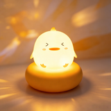 Cute Chick Silicone Night Light USB Rechargeable Touch Control Bedside Sleep Lamp 3-Level Dimming
