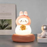 Cute Chick Silicone Night Light USB Rechargeable Touch Control Bedside Sleep Lamp 3-Level Dimming